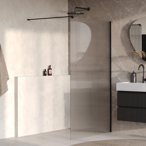 BRAUER Oblivion Paroi de douche à l'italienne - 120x200cm - verre strié transparent - revêtement en verre - noir mat SW1476060