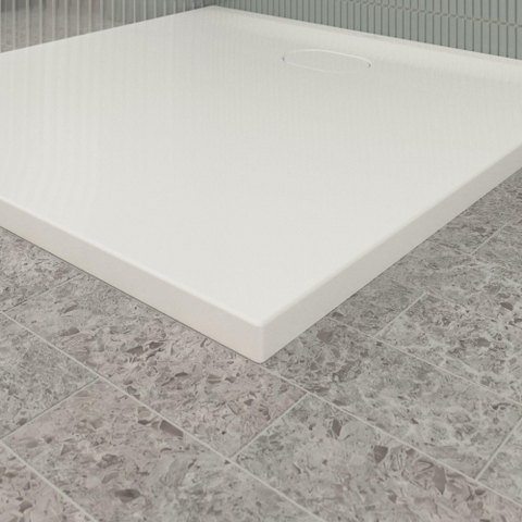 Villeroy & Boch Ecora douchebak - 100x100x3.5cm - afvoer korte zijde - white alpine (wit) SW1559028