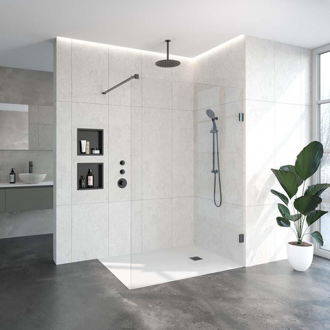 BRAUER Void paroi de douche à l'italienne verre clair 140x200 incl. traitement anticalcaire PVD gunmetal brossé SW723869