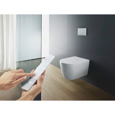 Duravit Sensowash Starck F Lite douchewc - 37.8x57.5cm - spoelrandloos - met closetzitting - compact - glans wit SW420600