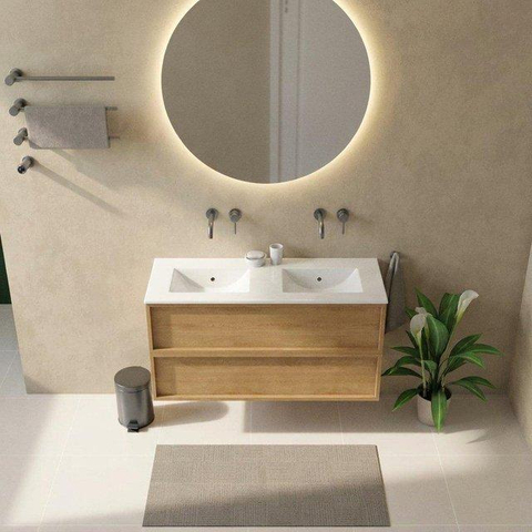 Saniclass Holz Frame Meuble bas de salle de bains - 120x45x60cm - 2 tiroirs - chêne naturel SW1578604