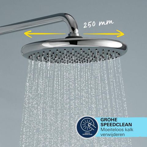 Grohe Vitalio Start 250 Flex Douchesysteem - met omstelkraan - wandmontage - hoofddouche 2 straalsoorten - handdouche 2 straalsoorten - chroom SW1028077