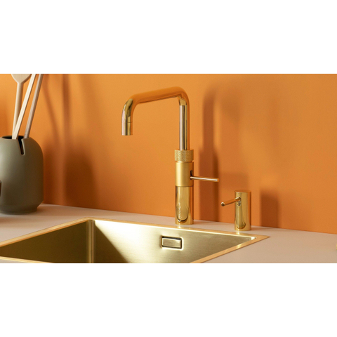 Quooker BE Fusion Square kokendwaterkraan - draaibare uitloop - Combi reservoir - Warm / kokend water - Verguld glans SW795596