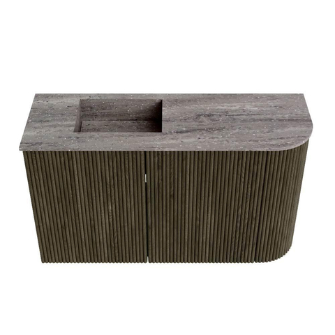 Mondiaz JOYA-DLUX Meuble de salle de bains 71,6cm - arrondi droite couleur Shadow - Vasque FAYE position Gauche Sans trou de robinet couleur Oza SW1425057
