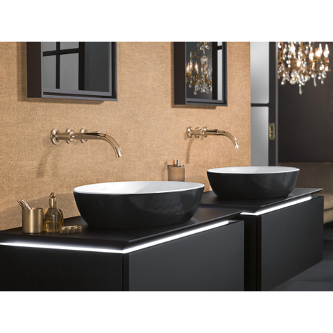 Villeroy & Boch Artis opzetwastafel ovaal 61x41x12.5cm zonder kraangat zonder overloop coal black SW68832