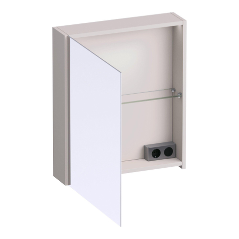 BRAUER Impress Deluxe armoire de toilette - 60x70x15cm - éclairage interne et externe - 1 porte miroir double face à ouverture à gauche sable mat SW1199002