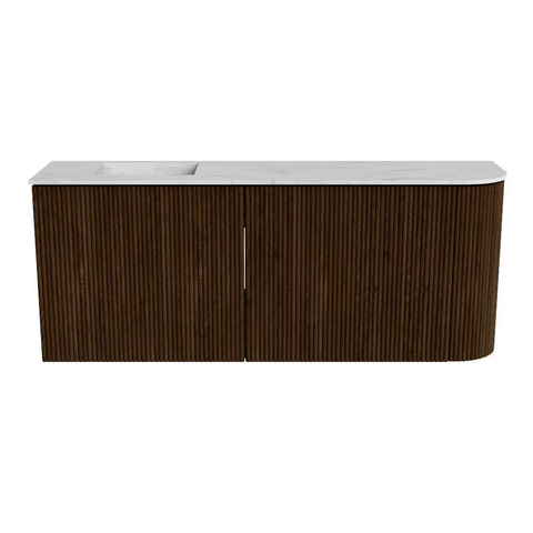 Mondiaz JOYA-DLUX 101.6cm toiletmeubel - ronding rechts kleur Walnut - Wastafel FAYE positie Links Zonder kraangat kleur Opalo. SW1422593
