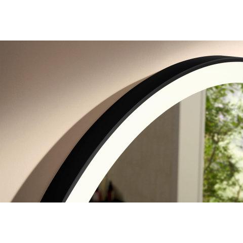 Hansgrohe Xarita Lite S Miroir - 90cm - rond - éclairage LED - interrupteur mural - noir mat SW1165041