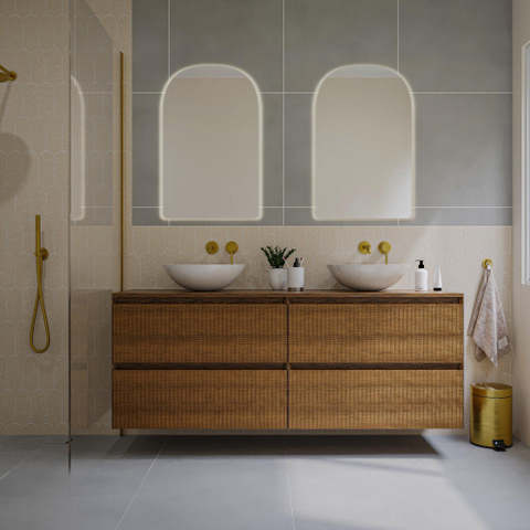 Saniclass Holz Atelier Meuble sous lavabo - 160x45x60cm - 4 tiroirs - Walnut pure SW1420815