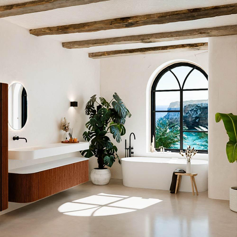 MONDIAZ THOR Meuble de salle de bains 190cm arrondi gauche + droite couleur Ruby avec 2 tiroirs et 2 portes. Vasque suspendue CLOUD Gauche sans trou de robinet couleur Talc. SW1466488