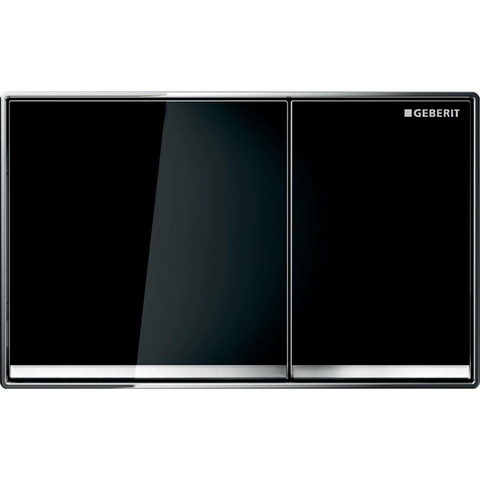 Geberit Omega60 bedieningsplaat - 2-toets spoeling - vierkant - glas - dualflush - zwart 0700247