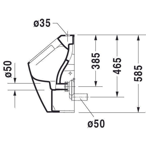 Duravit Me by starck Urinoir - spoelrandloos - met boveninlaat - zonder vlieg - inclusief bevestiging afvoer horizontaal/verticaal - rimless - wit SW84212