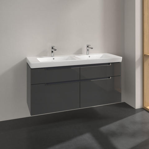 Villeroy & Boch Subway 2.0 wastafelonderkast - 128.7x59x44.9cm - glans grijs SW118762