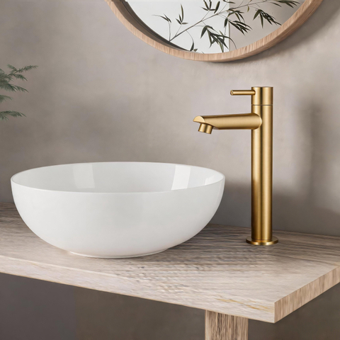 Fortifura Calvi Fonteinkraan - 23cm - verhoogd - opbouw - geborsteld messing SW1476847