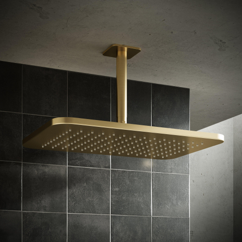 Hotbath Gal Hoofddouche Rechthoek - 27 x - 40 cm - PVD - geborsteld messing (goud) SW656188