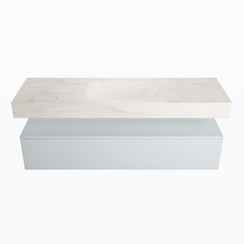 Mondiaz ALAN-DLUX Ensemble de meuble - 150cm - meuble Clay mat - 1 tiroir - Lavabo Cloud Ostra suspendu - vasque Centre - 0 trous de robinet SW807524