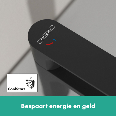 Hansgrohe Rebris s Eengreeps wastafelmengkraan - 80 - coolstart - met PopUp - trekwaste - mat zwart SW796424