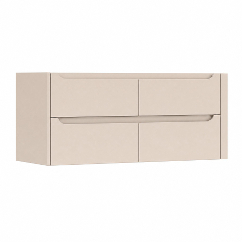 H&R Badmeubelen Juice Wastafelonderkast - 120x45x50cm - rechterhoek afgerond - 4 lades - geïntegreerde greep - merino SW1570860