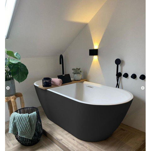 Riho Inspire baignoire autoportante - 160x75cm - avec remplisseur de baignoire chromé - acrylique blanc velours SW547934