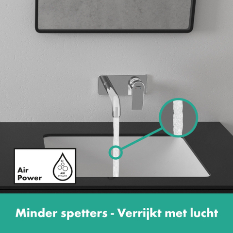Hansgrohe Vernis Shape 1 greeps wastafelkraan - inbouw - voor wandmontage - voorsprong 20 - 7 cm - hoogglans chroom SW651511