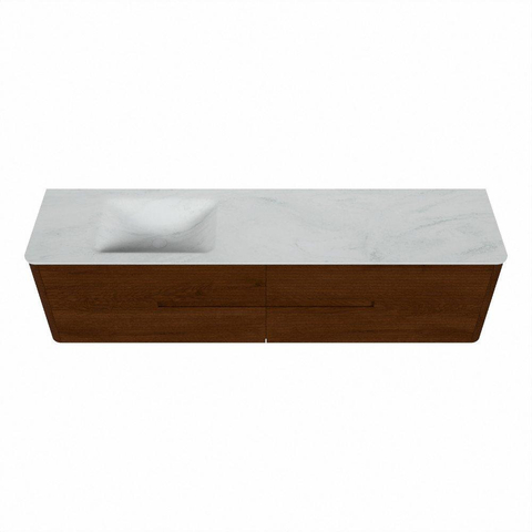 Mondiaz CIRO-DLUX Badkamermeubelset - 190x45x50cm - Solid surface wastafel Opalo - 1 wasbak Links - zonder kraangaten - 4 lades - Ruby SW1531819