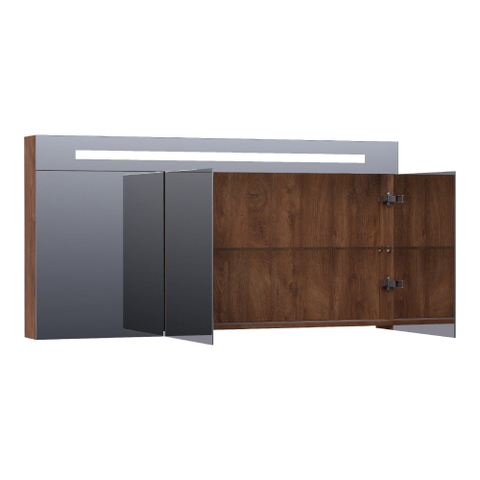BRAUER Promise Deluxe armoire de toilette - 140x70x15cm - avec éclairage direct 3 portes miroir double face - Forêt Cacao SW371717