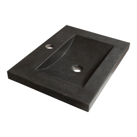 Saniclass Corestone Meubelwastafel - 60x46x5cm - zonder overloop - wasbak midden - 1 kraangat - natuursteen - basalt SW10773