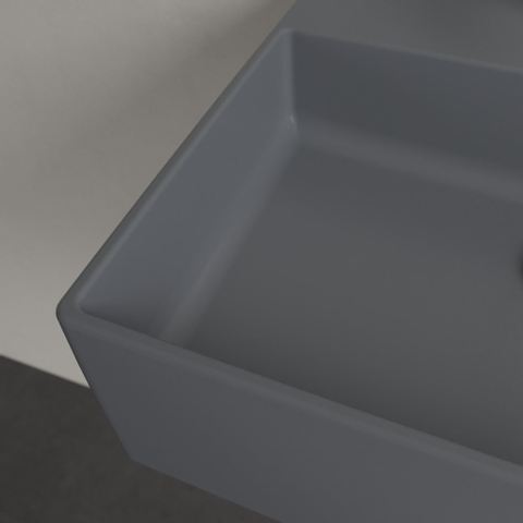 Villeroy & Boch memento 2.0 opzetwastafel - 50x42cm - 1 kraangat - met overloop CeramicPlus - Graphite (mat grijs) SW479728