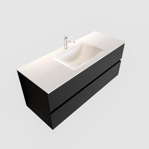 MONDIAZ VICA Ensemble de meuble salle de bain - 120cm - 2 tiroirs - lavabo Cloud central - 1 trou de robinet - solid surface urban SW410251