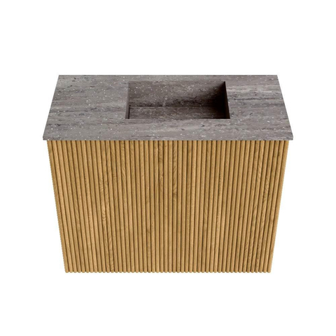 Mondiaz JOYA-DLUX 50cm toiletmeubel - kleur Oak - Wastafel FAYE positie Rechts 1 kraangat kleur Oza. SW1424094