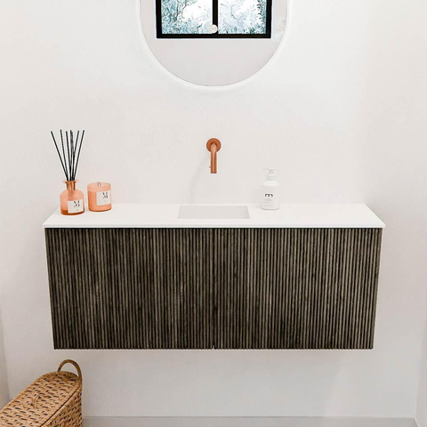 Mondiaz JOYA 100cm meuble de toilette - couleur Shadow - Vasque FAYE position Milieu Sans trou de robinet couleur Talc. SW1421410