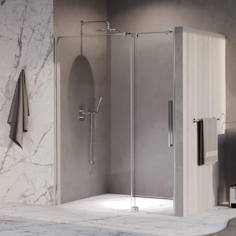 BRAUER Stellar Porte de niche - 2 pièces - 160x200cm - porte battante - revêtement de verre - réversible - verre clair - Chrome SW1418074