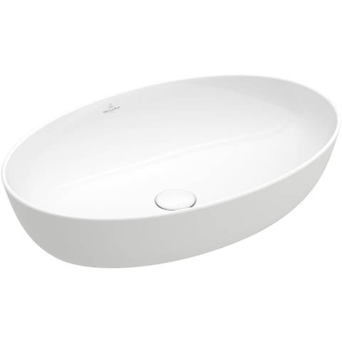 Villeroy & Boch Artis opzetwastafel ovaal - 61x41x12.5cm - zonder kraangat - zonder overloop - zonder plug - White Alpine (glans wit) 1025294