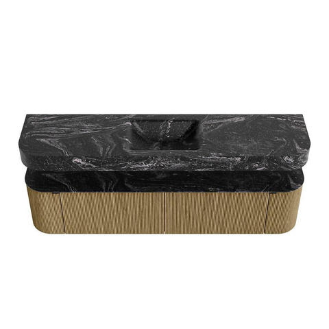 MONDIAZ THOR-DLUX Meuble de salle de bains - 190cm - arrondi gauche + droite - couleur Dusk - 2 tiroirs et 2 portes - Vasque suspendue CLOUD Milieu 1 trou de robinet - couleur Lava SW1466461