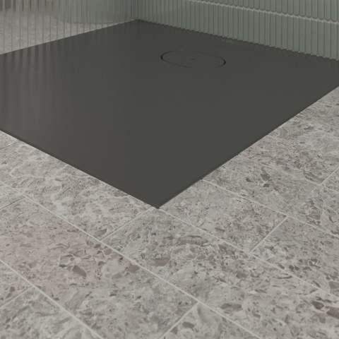Villeroy & Boch Ecora douchebak - 80x80x3.5cm - afvoer korte zijde - anthracite (antraciet) SW1558926