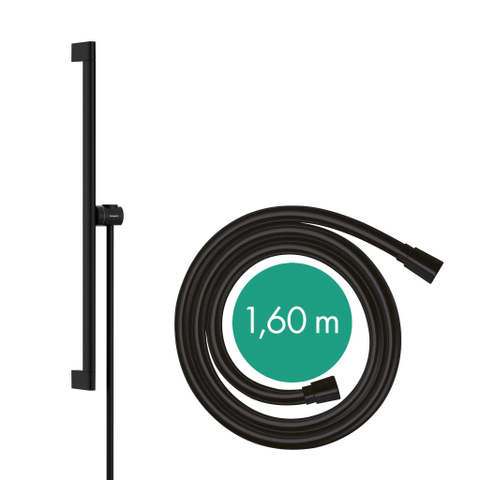 Hansgrohe Unica Glijstang S Puro - 65 cm - met easy slide schuifstuk en isiflex - doucheslang - 160 cm - mat zwart SW918189