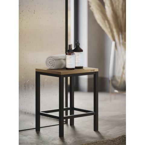 Looox Wood collection kruk 35x30x45 met frame zwart mat eiken SW73172