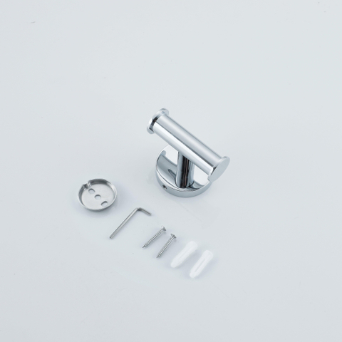 Fortifura Calvi Toiletset 3-delig - toiletrolhouder - zonder klep - toiletborstel - handdoekhaak dubbel rond - hoogglans chroom SW1248433