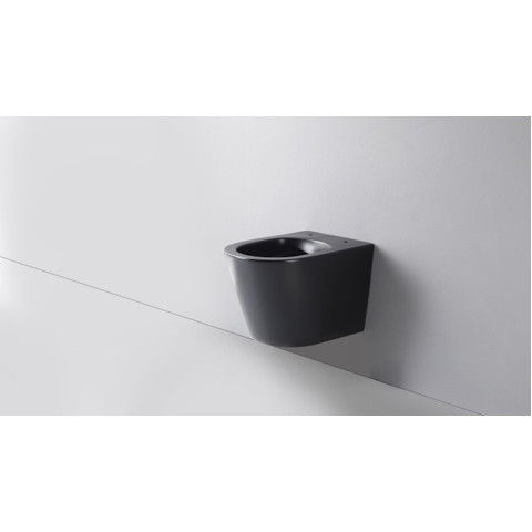 QeramiQ Dely WC suspendu – sans bride – profondeur 51,7 cm – avec abattant softclose 35 mm – noir mat SW1225249