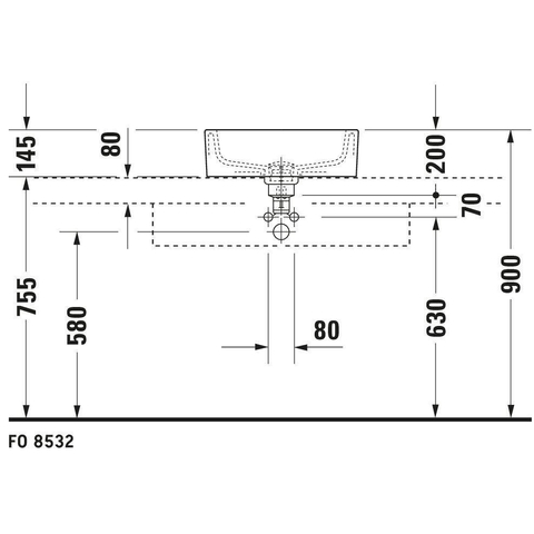 Duravit Philippe Starck opbouwwastafel met kraangat zonder overloop 48cm wit 0308293