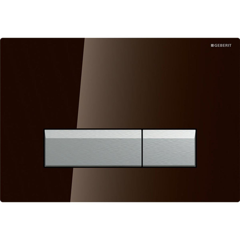 Geberit Sigma40 bedieningplaat, 2-toets spoeling frontbediening voor toilet 26.6x18.2cm umbra glas / aluminium OUTLETSTORE STORE30871