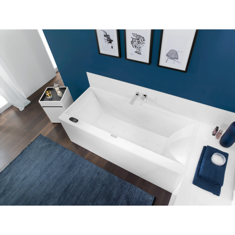 Villeroy & Boch Squaro edge 12 kunststof bad quaryl rechthoekig - 160x75x45cm - inclusief poten en afvoer /overloopcombinatie - glans wit 0942245