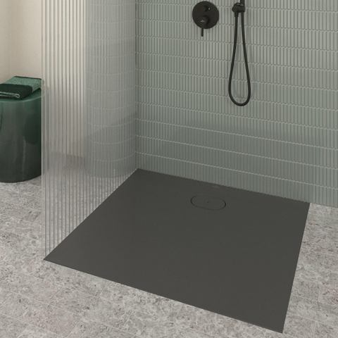 Villeroy & Boch Ecora douchebak - 100x90x3.5cm - afvoer lange zijde - anthracite (antraciet) SW1558970