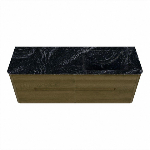 Mondiaz CIRO-DLUX Badkamermeubelset - 140x45x50cm - Solid surface wastafel Lava - 1 wasbak Rechts - 1 kraangat - 4 lades - Dusk SW1533036