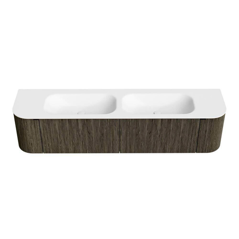 Mondiaz KURVE Ensemble de meuble de salle de bains - 190x46x40cm - 2 tiroirs - 2 portes - lavabo solid surface - double - 2 trous de robinet - Shadow SW1414141