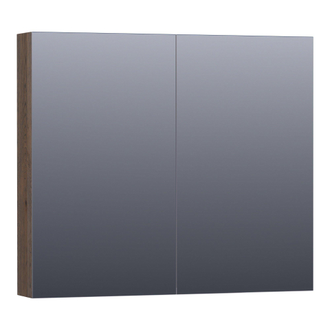 BRAUER Impress armoire de toilette – 80 x 70 x 15 cm – 2 portes, portes-miroir double face – Chêne noir SW393065