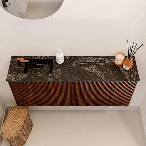 Mondiaz JOYA-DLUX 100cm toiletmeubel - kleur Ruby - Wastafel FAYE positie Links 1 kraangat kleur Lava. SW1423633