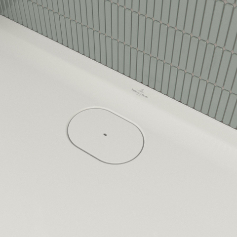 Villeroy & Boch Ecora douchebak - 100x80x3.5cm - afvoer lange zijde - white alpine (wit) SW1558975