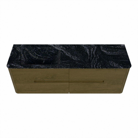 Mondiaz CIRO-DLUX Ensemble de meubles de salle de bains - 150x45x50cm - Lavabo solid surface Lava - 1 vasque à gauche - 1 trou de robinet - 4 tiroirs - Dusk SW1533044