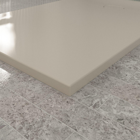 Villeroy & Boch Ecora douchebak - 150x100x3.5cm - afvoer korte zijde - almond (beige) SW1558940